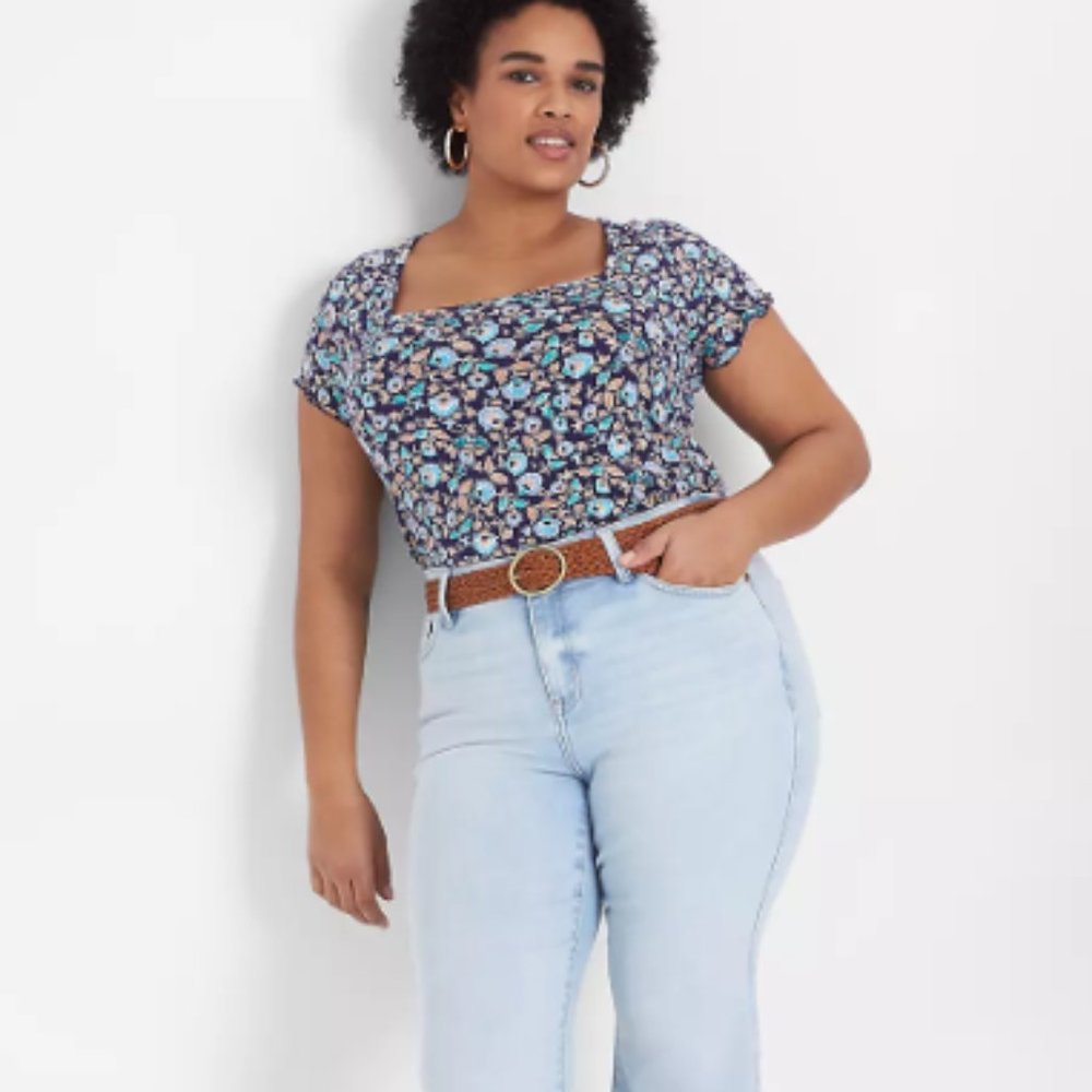 New LANE BRYANT Fitted Square-Neck Tee - Plus 14 / 16